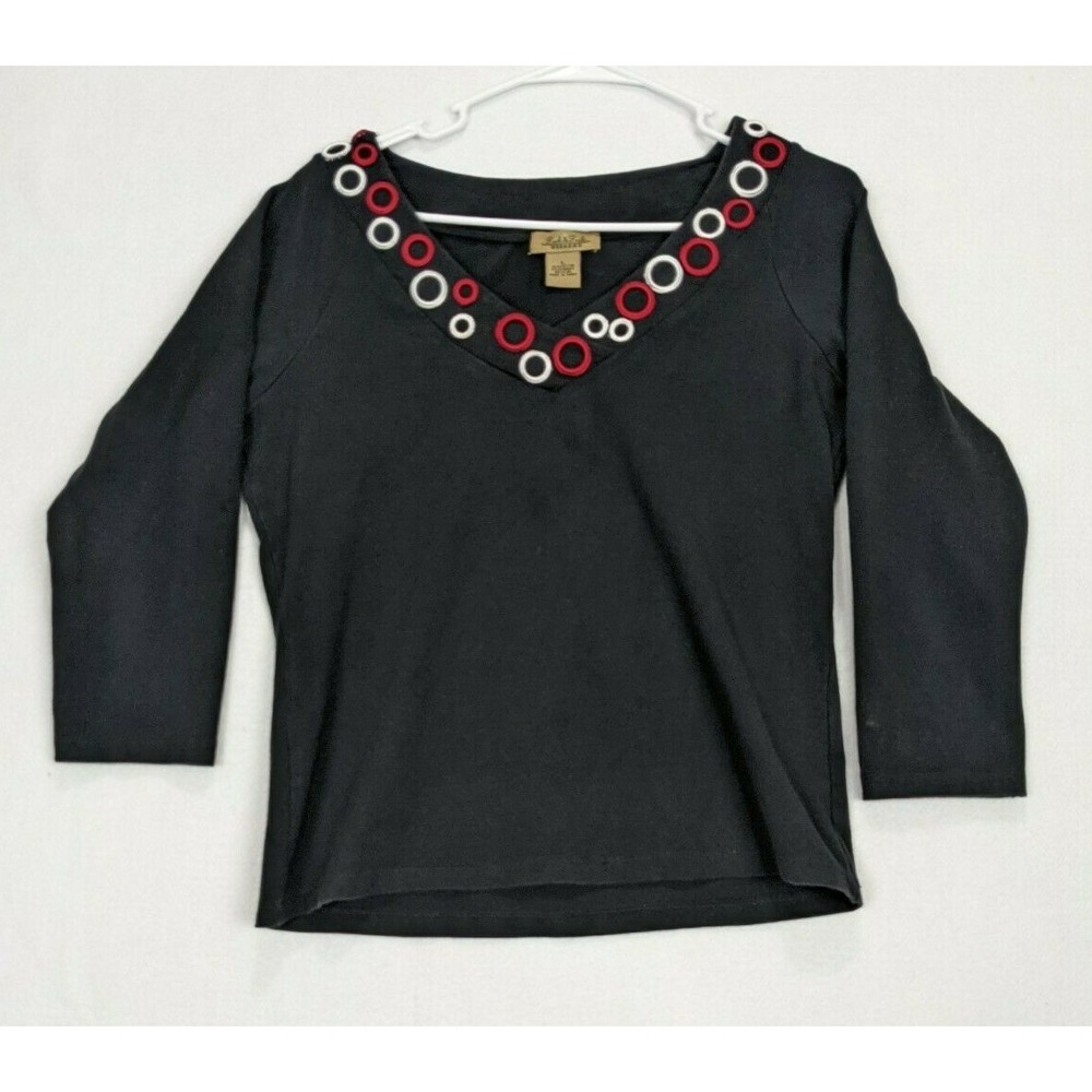 Peck and Peck Womens Shirt Size L Cotton Blend Black‎